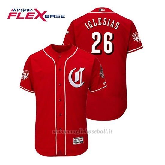 Maglia Baseball Uomo Cincinnati Reds Raisel Iglesias Flex Base Entrenamiento De Primavera 2019 Rosso